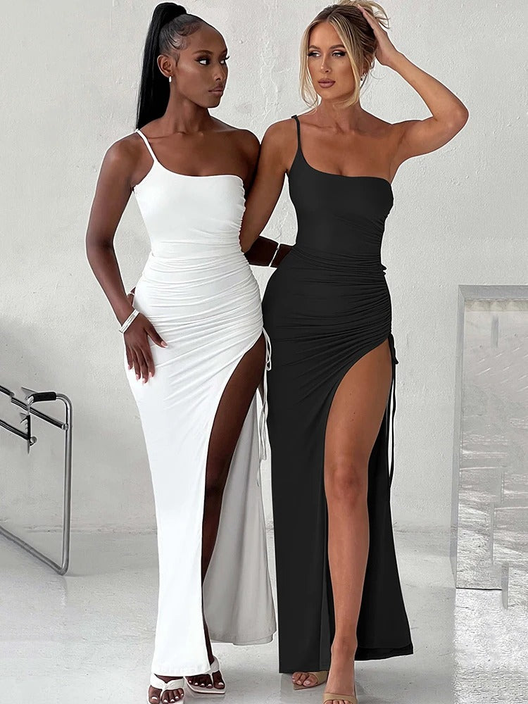 Élodie Lavin® | Robe Longue Fendue À Bretelles Fines