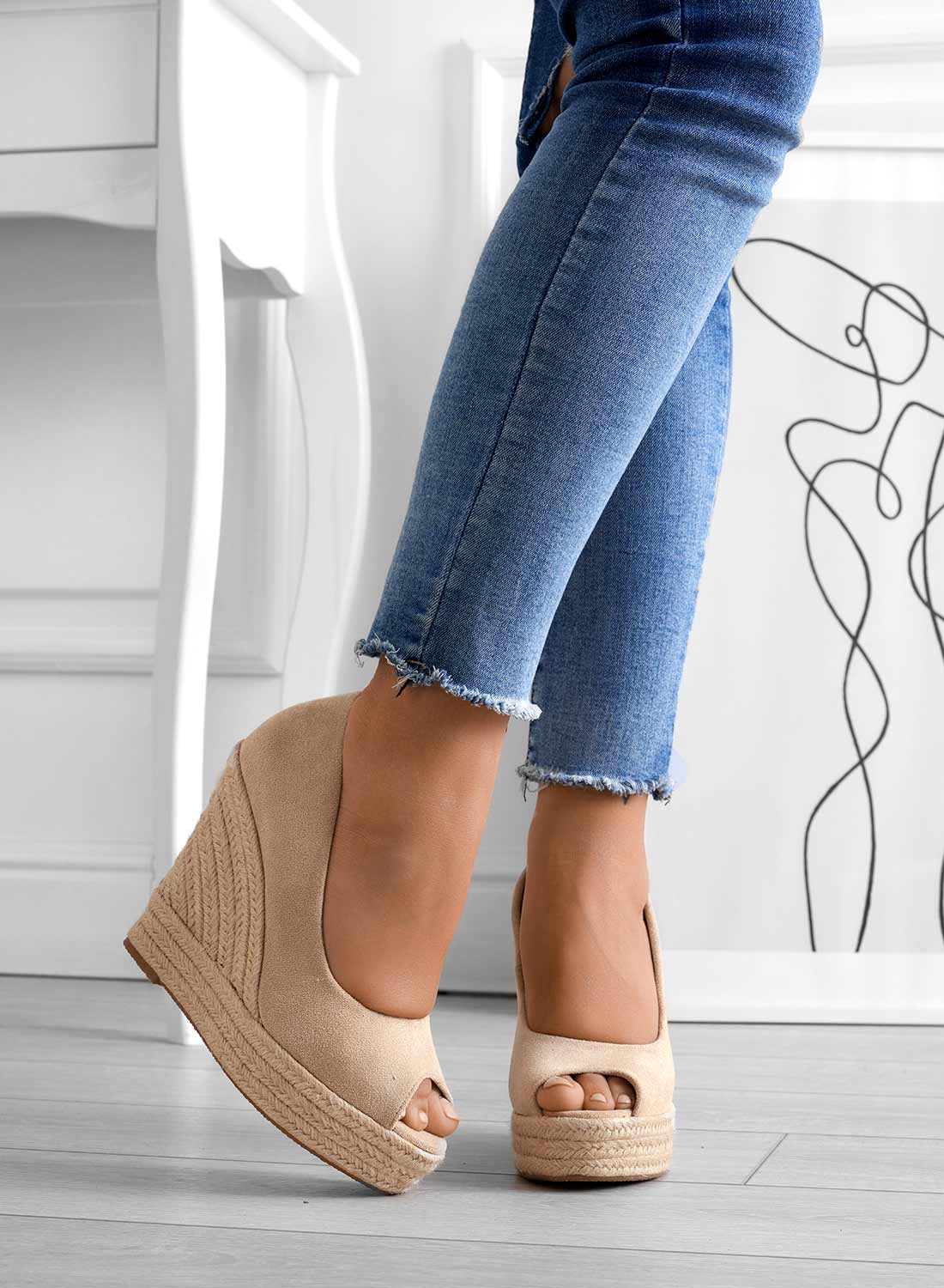 Espadrilles compensées en daim