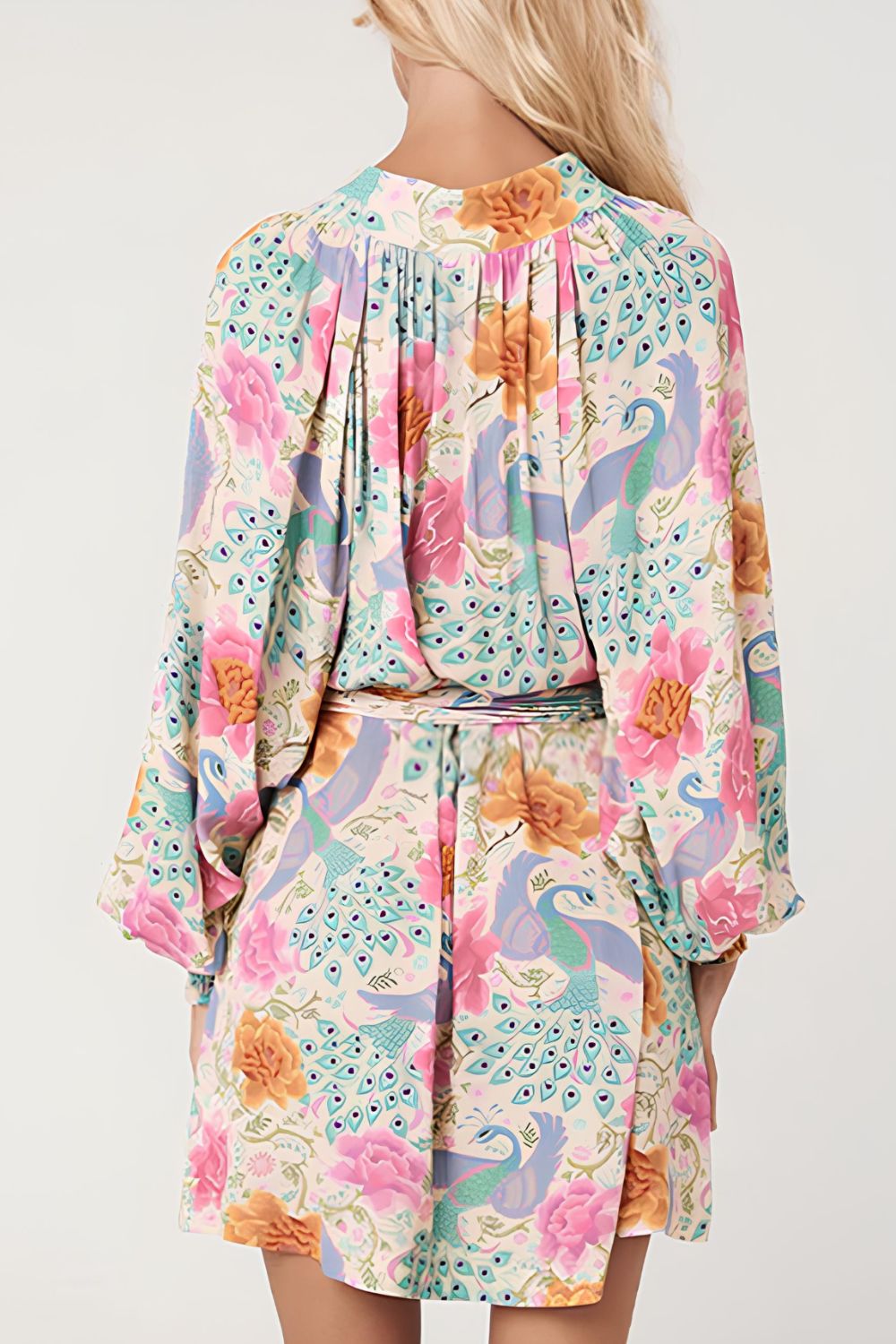 Sophie Paris® | Robe à col cranté imprimée avec manches lanterne