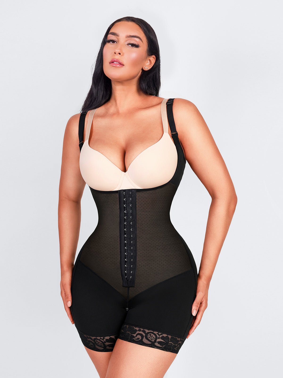 Felicia Short Powernet® - Ademende Latex Body met Open Borst, Buikcontrole en Stevige Compressie Shapewear.