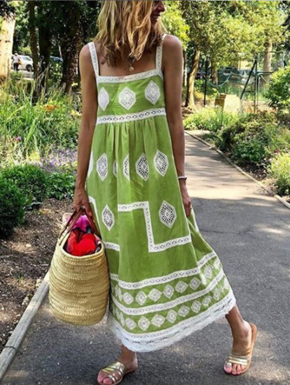 Sophie Paris® | Robe maxi à imprimé bohème à col carré