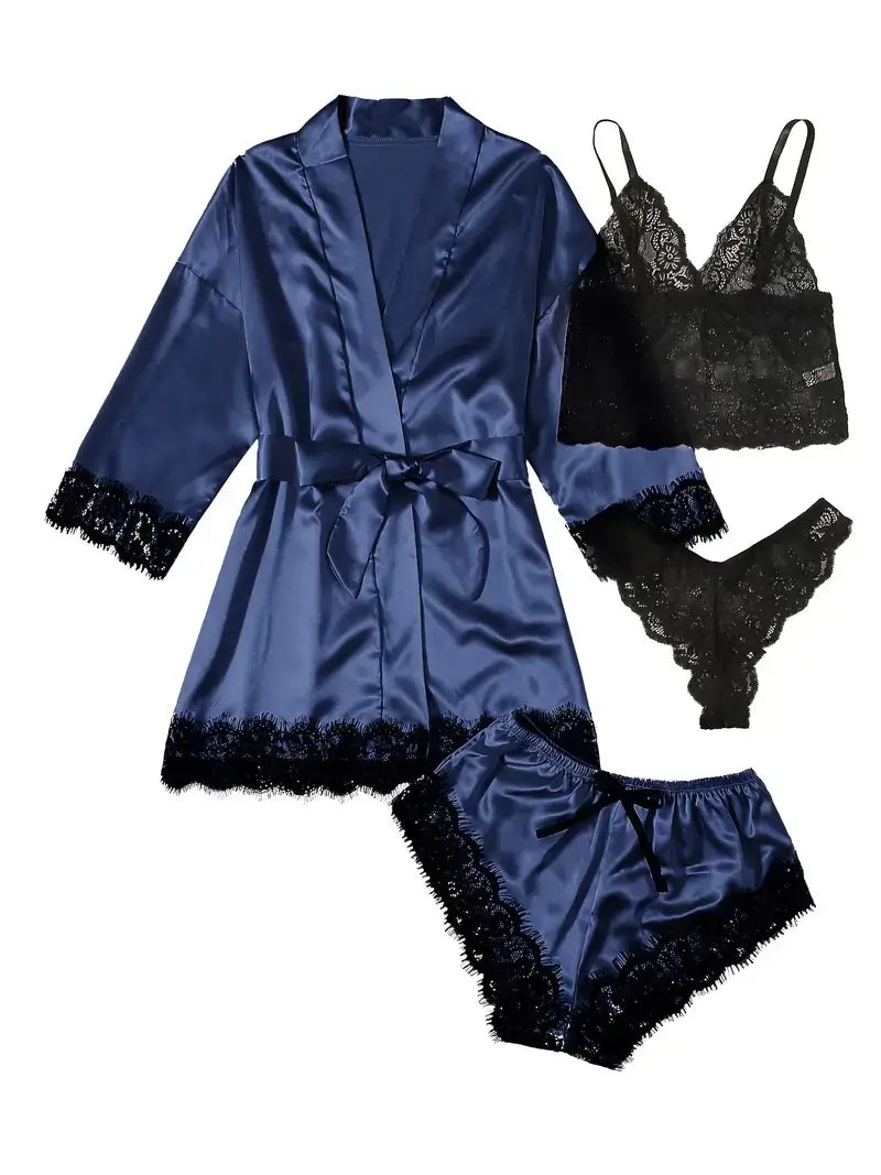 Ensemble Pyjama & Sous-Vêtements Glamour 4 Pièces