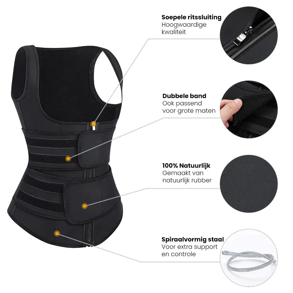 Grace - Waist Trainer - Anti zij en Rugvet - 7 Stalen Baleinen