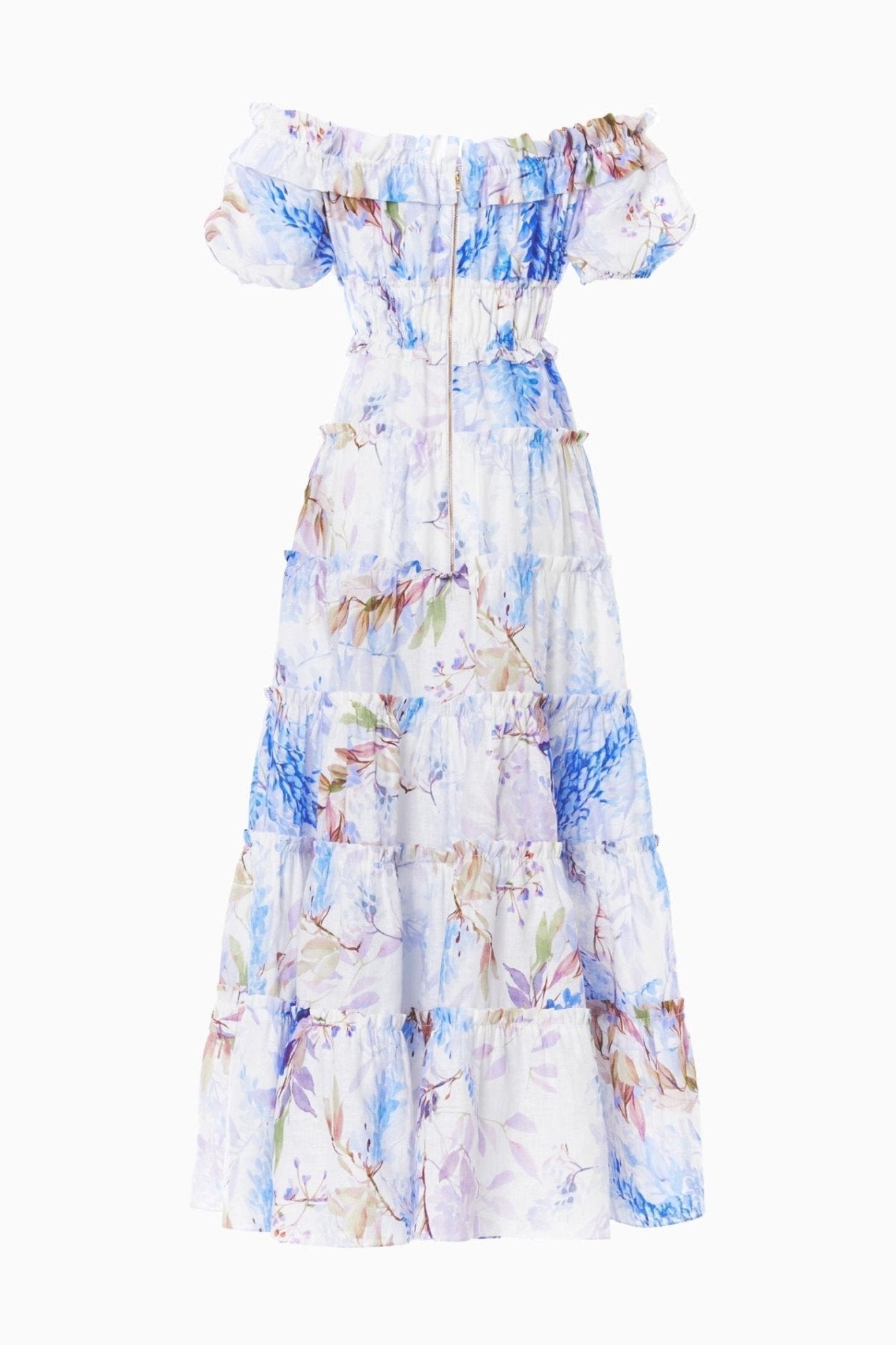Pauline Laurent® | robe maxi à volants imprimés couleur bruyère
