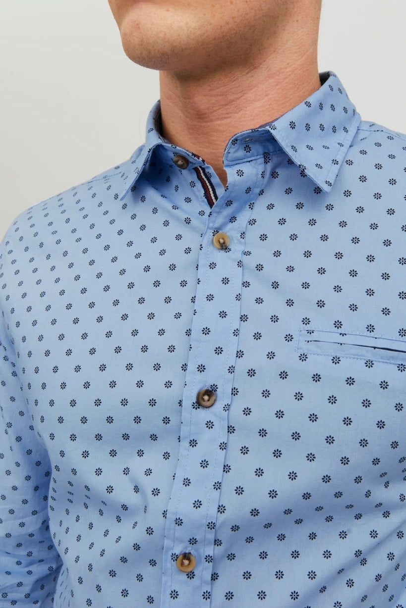 Chemise JJETREKOTA DETAIL SHIRT LS SN bleue