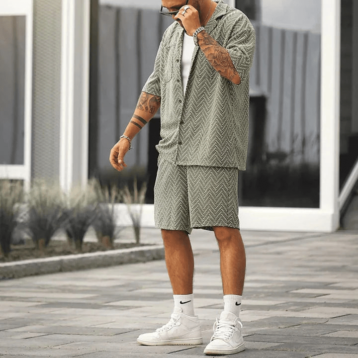 Ensemble Chemise Boutonnée à Manches Courtes et Short Homme