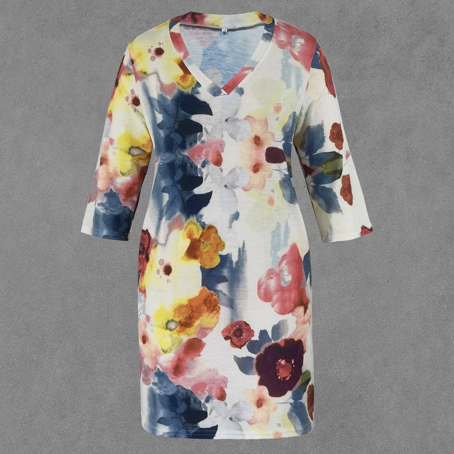 Pauline Laurent® | Robe aquarelle avec petit imprimé floral au milieu des manches