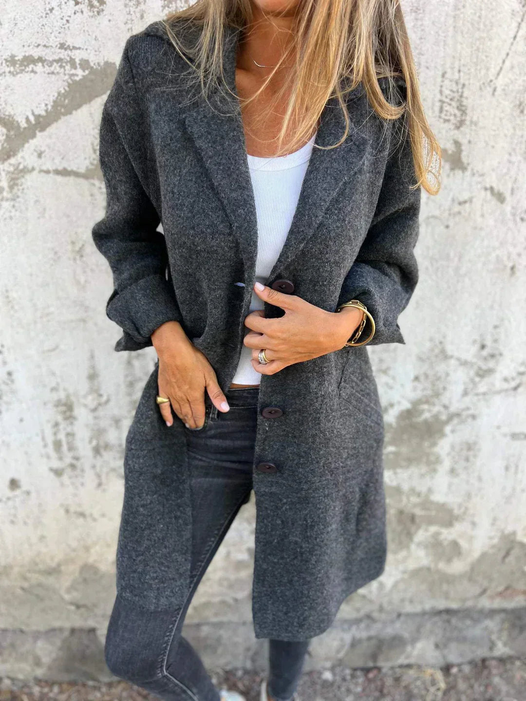 ESTELLE™ | Manteau en laine avec boutons