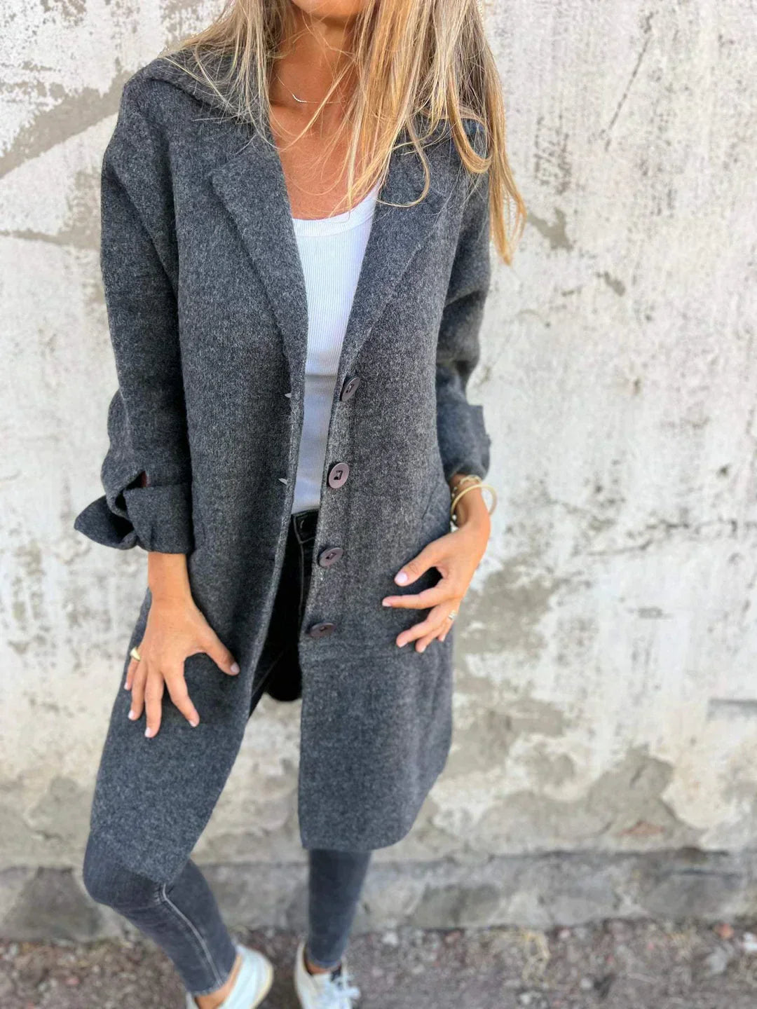 ESTELLE™ | Manteau en laine avec boutons
