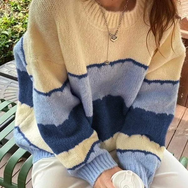 Cardigan boléro à manches longues avec rayures en bloc de couleur
