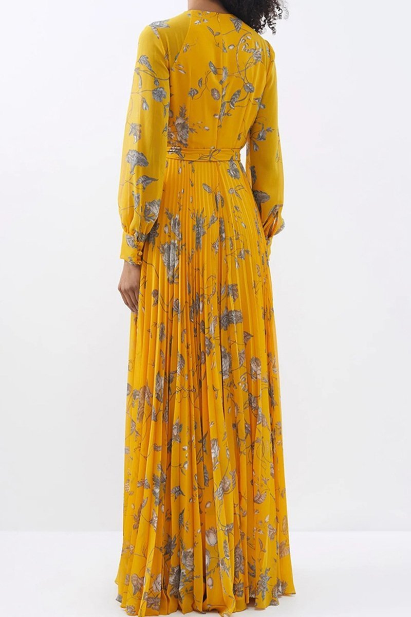 Pauline Laurent® | Robe maxi plissée en mousseline de soie