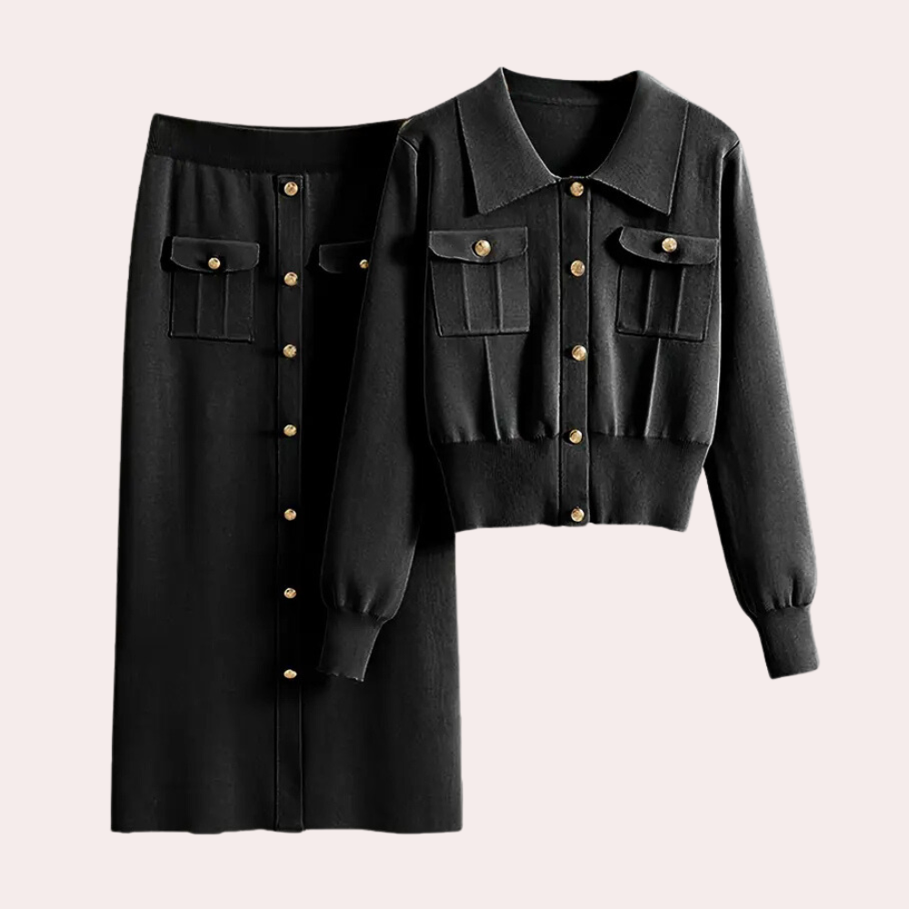 Ensemble à Deux Pièces Boutonné pour Femme