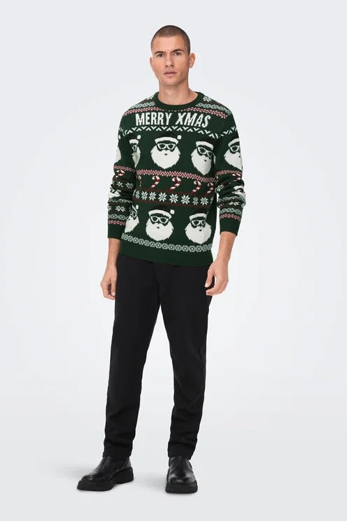 Pull Xmas Santa Vert