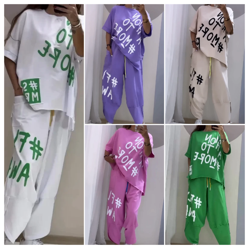Ensemble deux pièces pour femmes: T-shirt & Pantalon Oversize