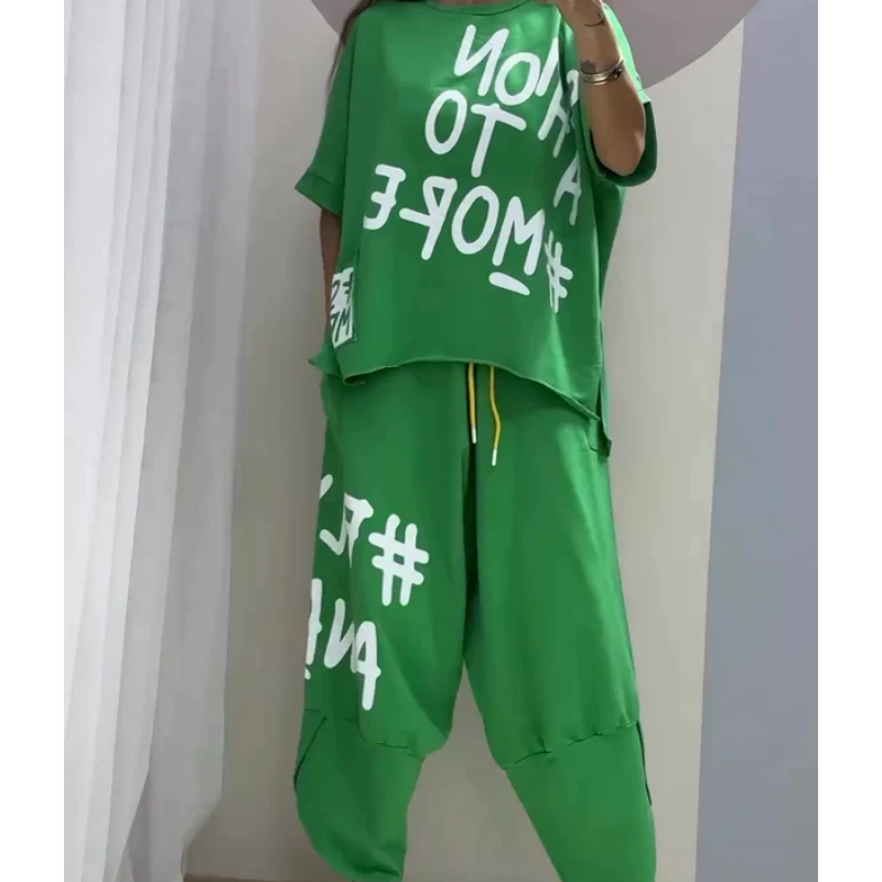 Ensemble deux pièces pour femmes: T-shirt & Pantalon Oversize