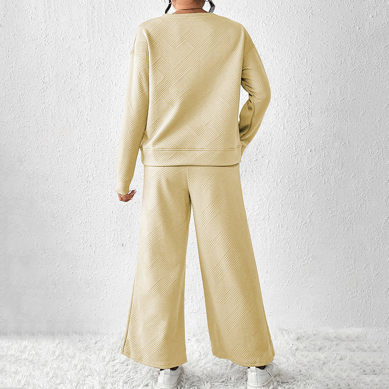 Ensemble 2 pièces femme - haut texturé et pantalon large
