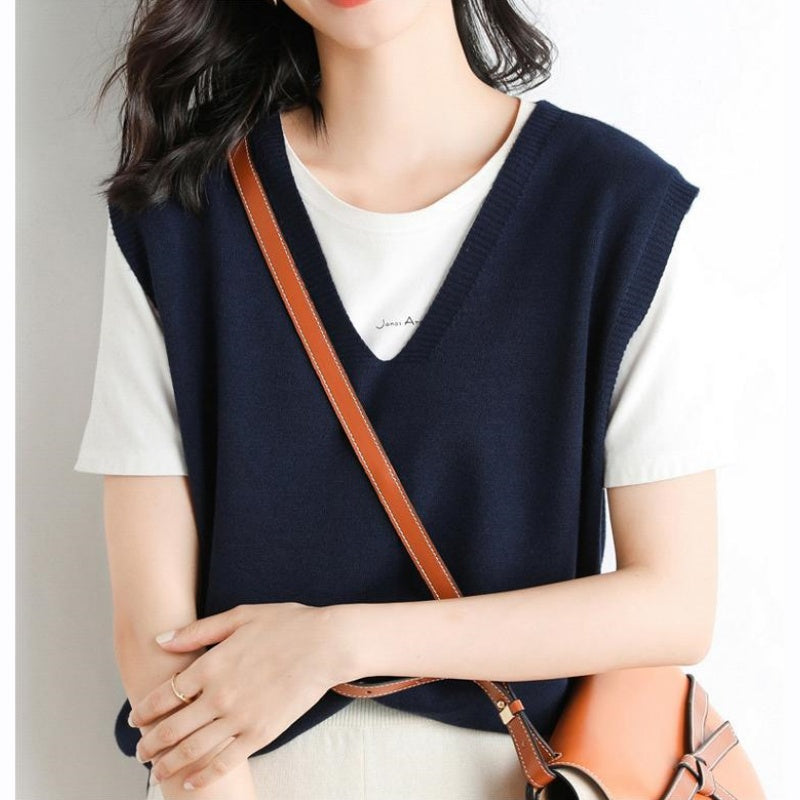 Gilet en tricot ultra-doux à col en V pour femme