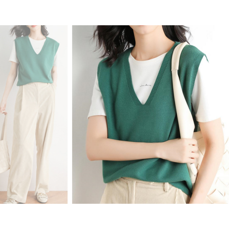 Gilet en tricot ultra-doux à col en V pour femme