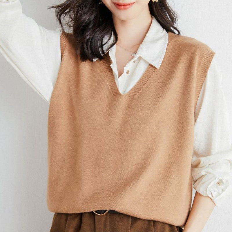 Gilet en tricot ultra-doux à col en V pour femme