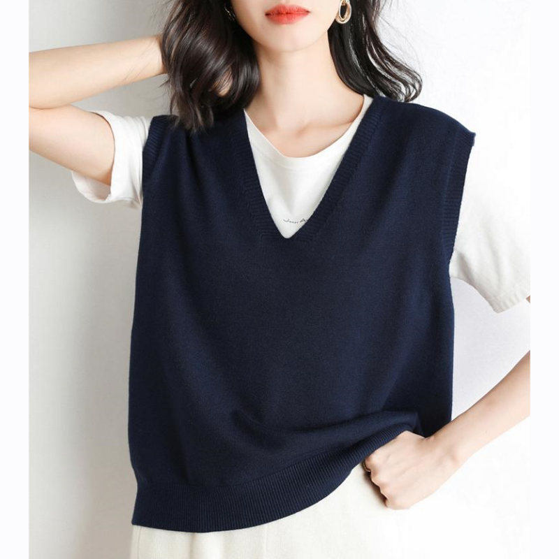 Gilet en tricot ultra-doux à col en V pour femme