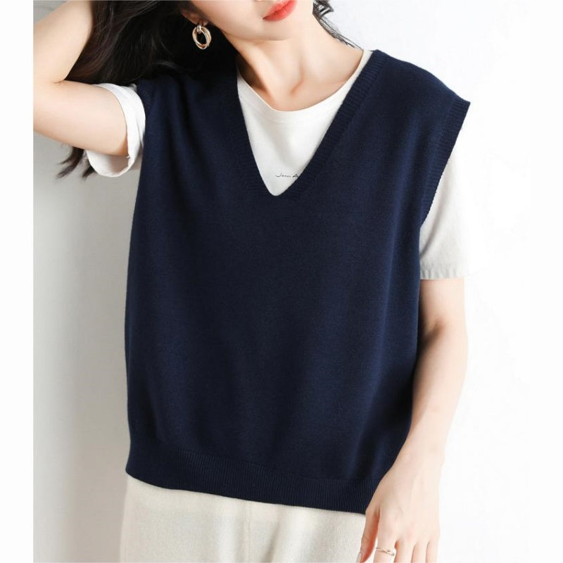 Gilet en tricot ultra-doux à col en V pour femme