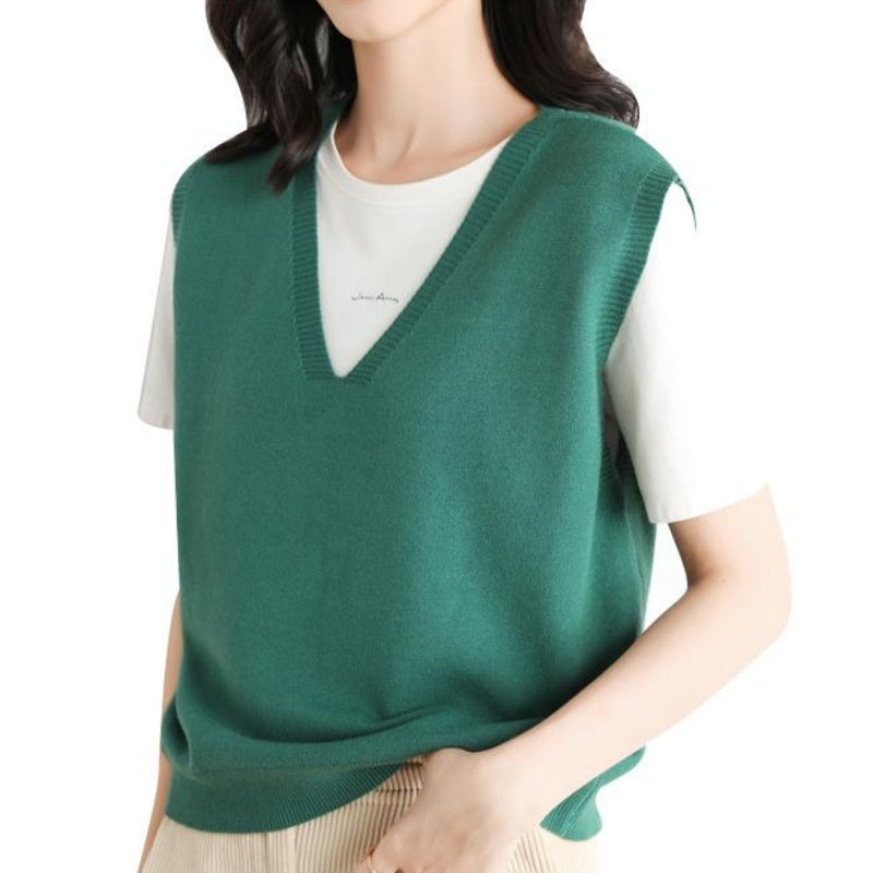 Gilet en tricot ultra-doux à col en V pour femme