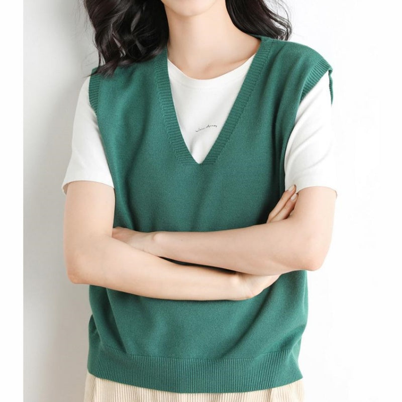 Gilet en tricot ultra-doux à col en V pour femme