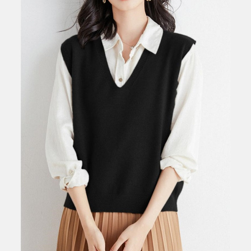 Gilet en tricot ultra-doux à col en V pour femme