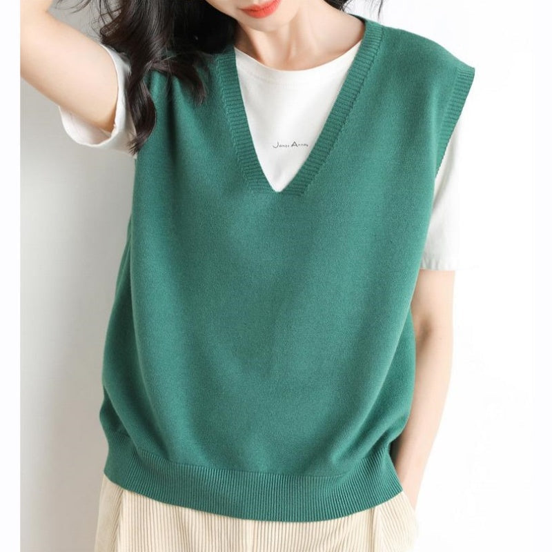 Gilet en tricot ultra-doux à col en V pour femme