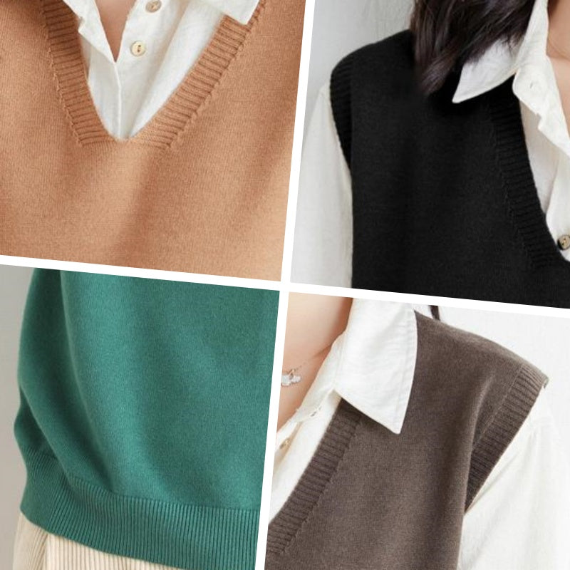 Gilet en tricot ultra-doux à col en V pour femme