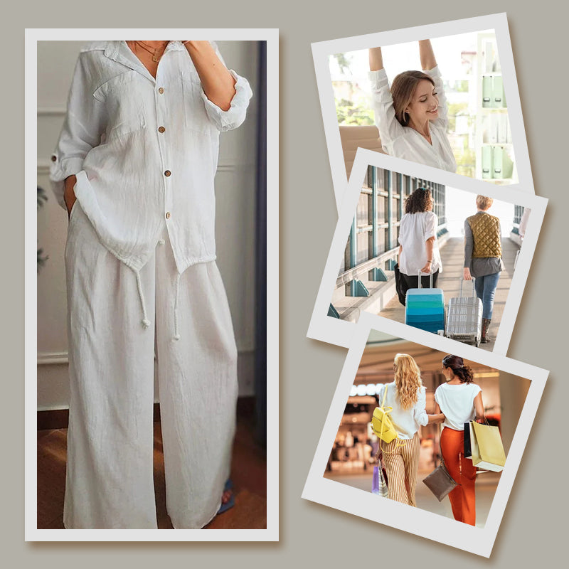 Ensemble 2 pièces - Top à cordon de serrage et pantalon à jambe large