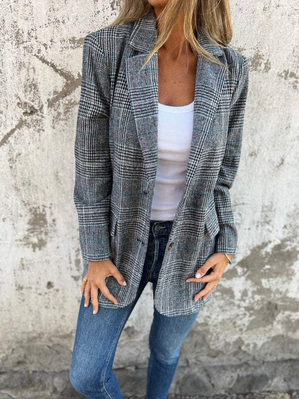 Vika™ | Blazer à Carreaux Prince de Galles en coton