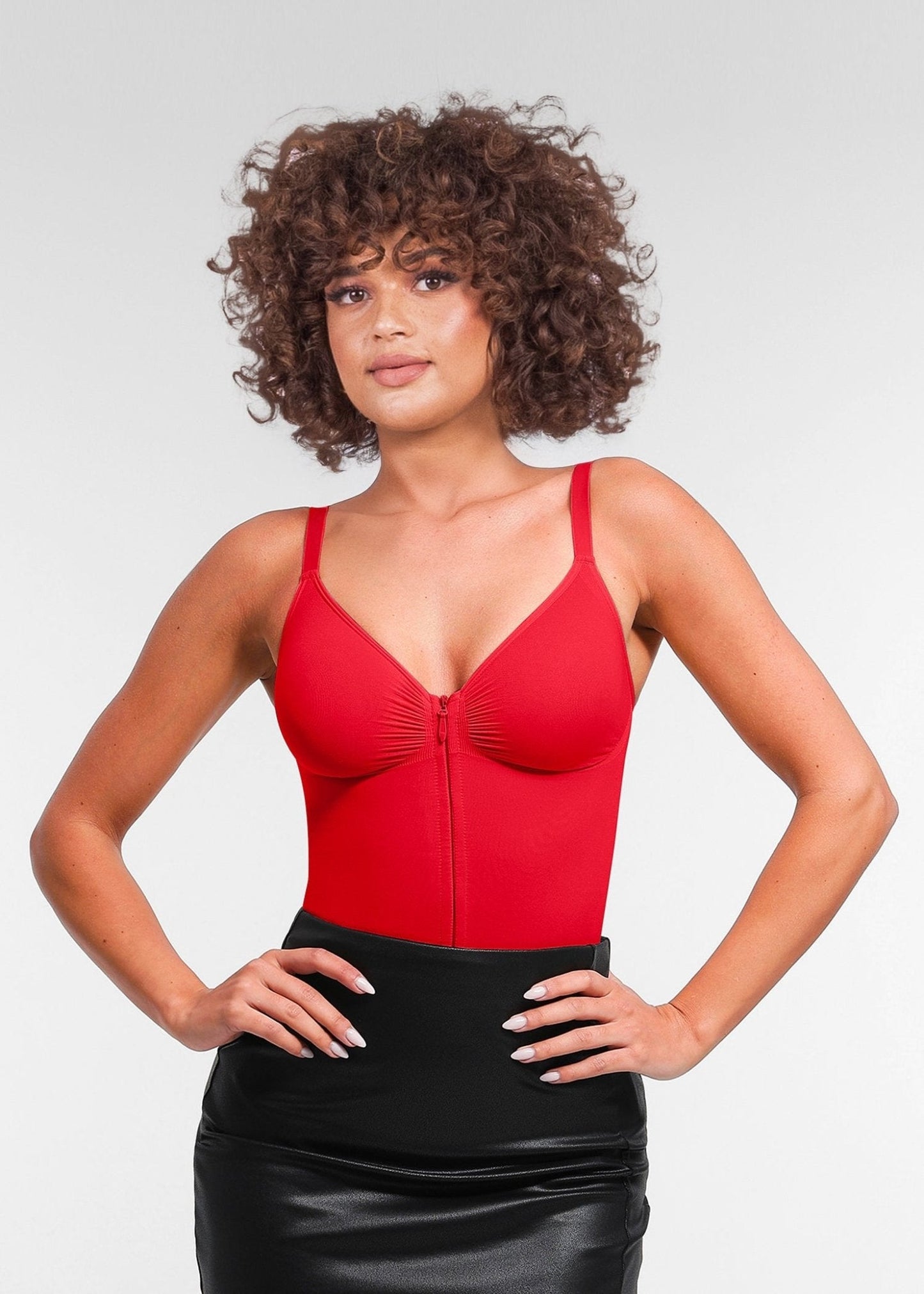 Stefanie Zipper - Naadloos Plunge Bodysuit – Borstondersteuning en Interne Clips