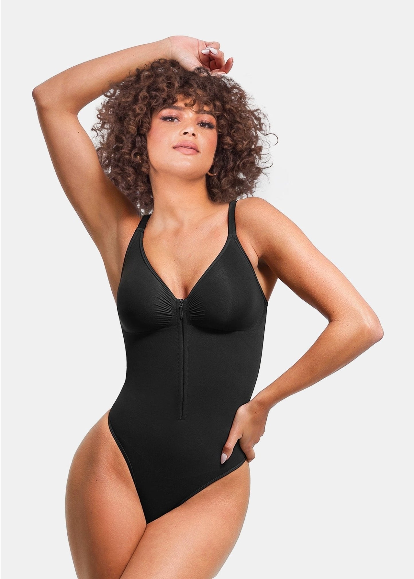 Stefanie Zipper - Naadloos Plunge Bodysuit – Borstondersteuning en Interne Clips