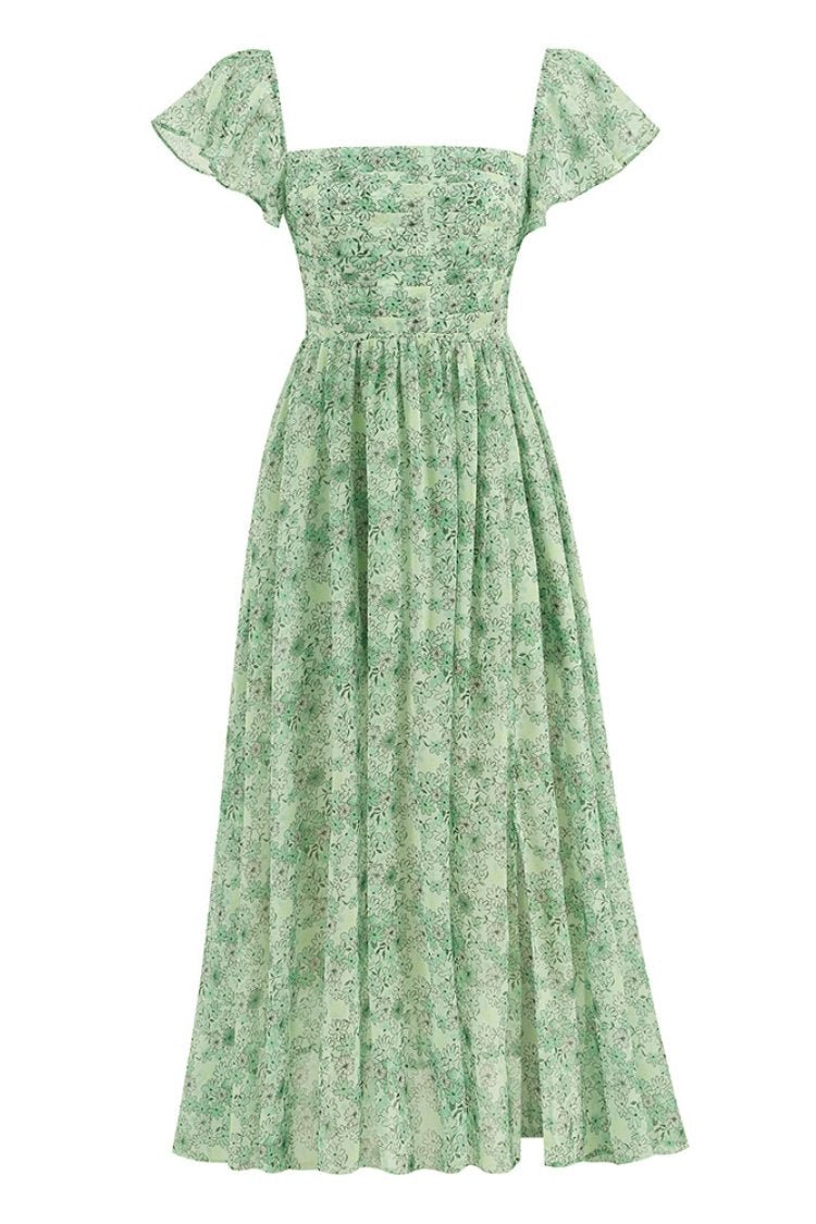 Pauline Laurent® | Robe midi avec haut plissé et fente