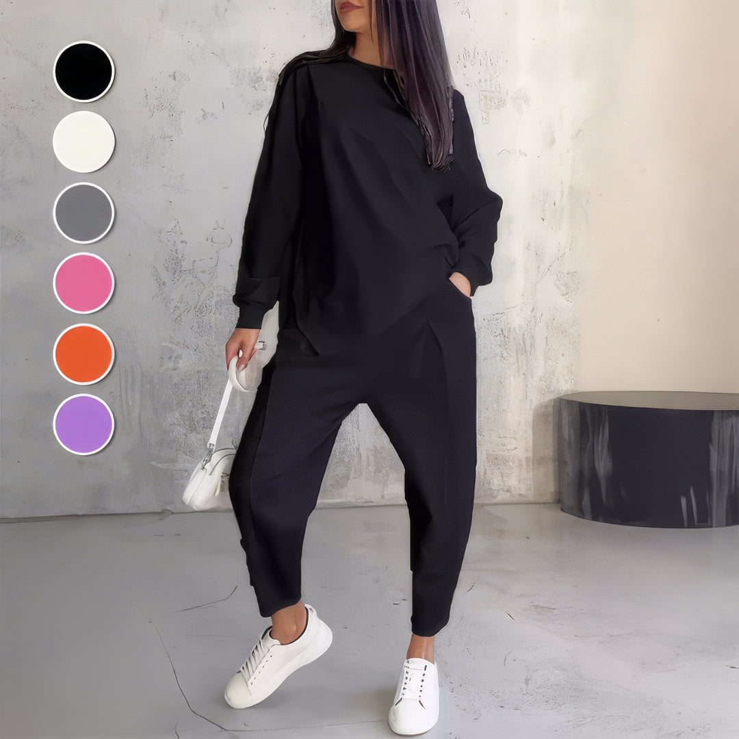 Ensemble de survêtement à manches longues avec ourlet irrégulier et pantalon