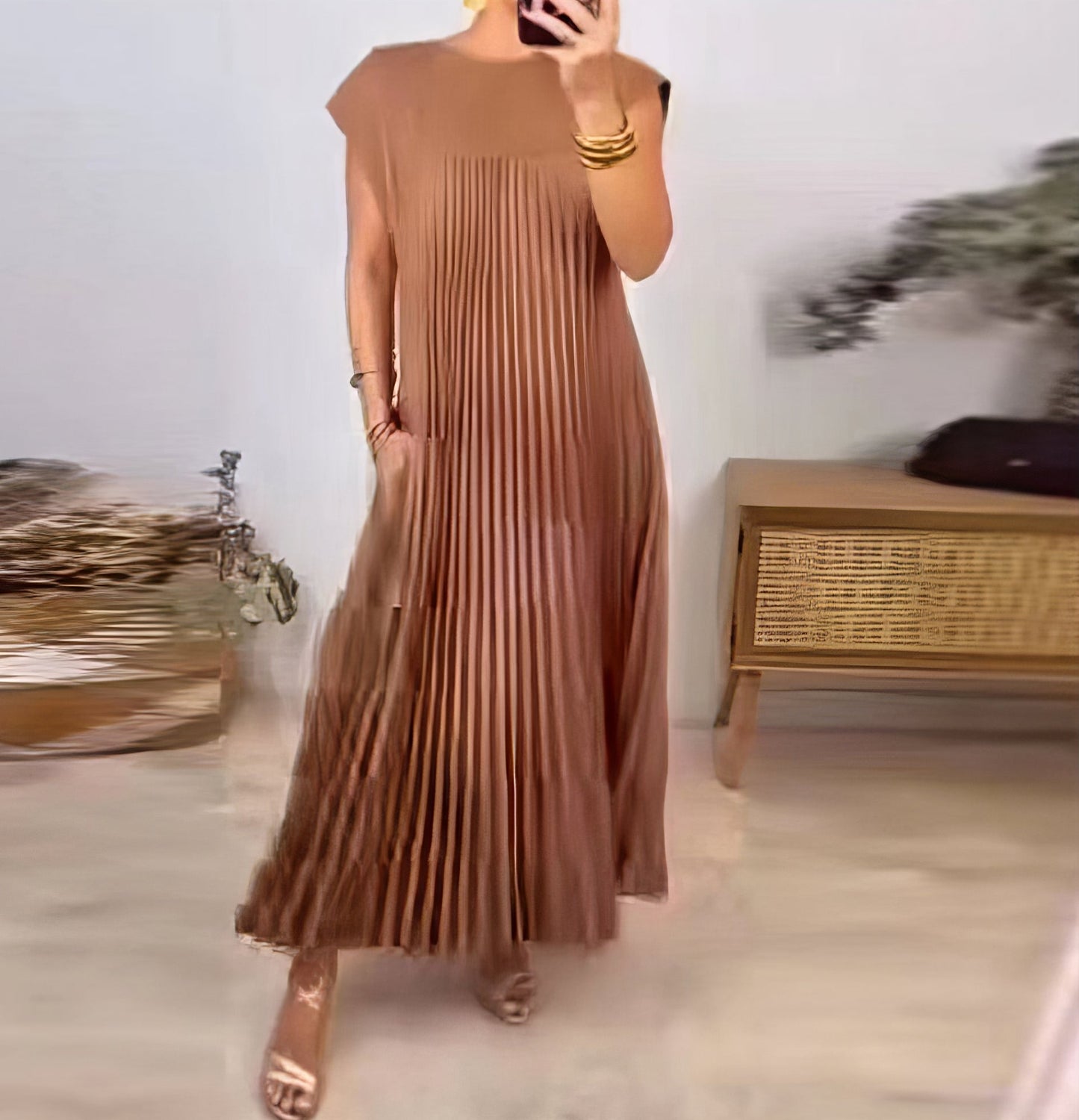 Robe Plissée Simple Sans Manches - 💖 SPÉCIAL FÊTE DES MÈRES 👩🦳