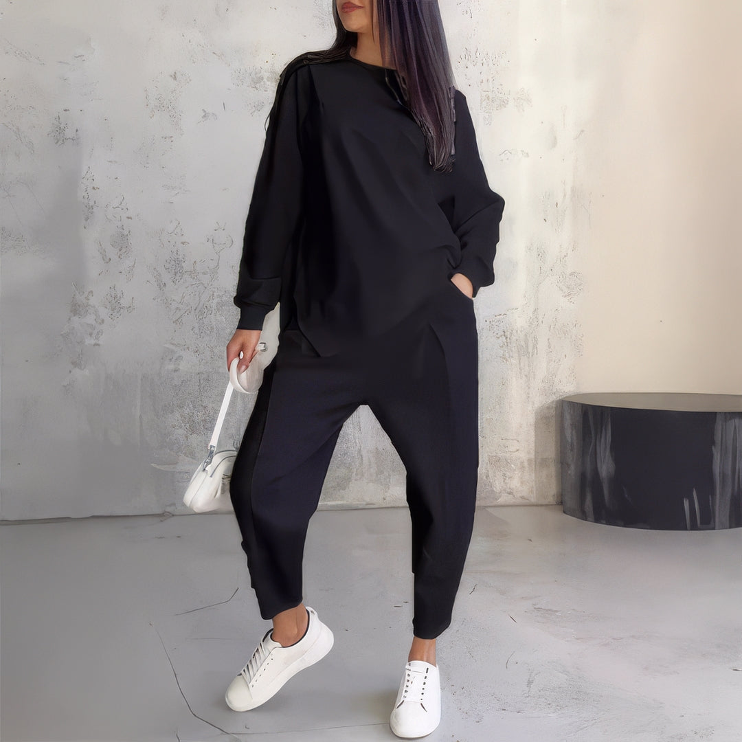 Ensemble de survêtement à manches longues avec ourlet irrégulier et pantalon