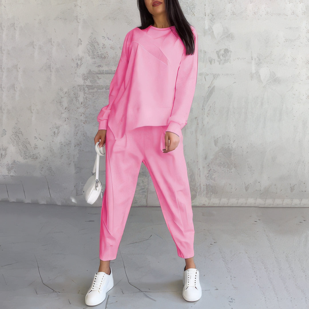 Ensemble de survêtement à manches longues avec ourlet irrégulier et pantalon