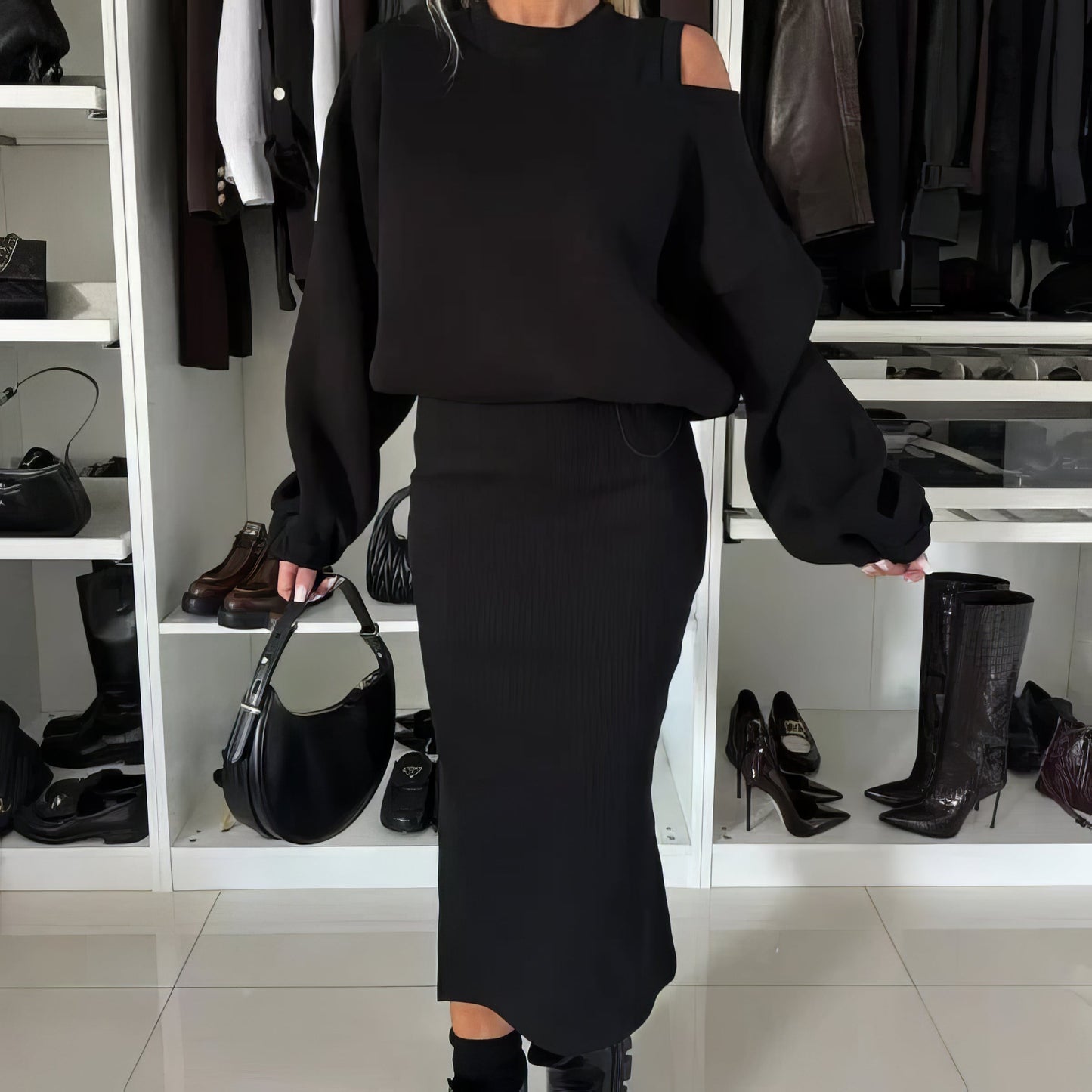 Ensemble Sweat et Robe Sans Manches pour Femme, 2 Pièces - 💖 SPÉCIAL FÊTE DES MÈRES 👩🦳