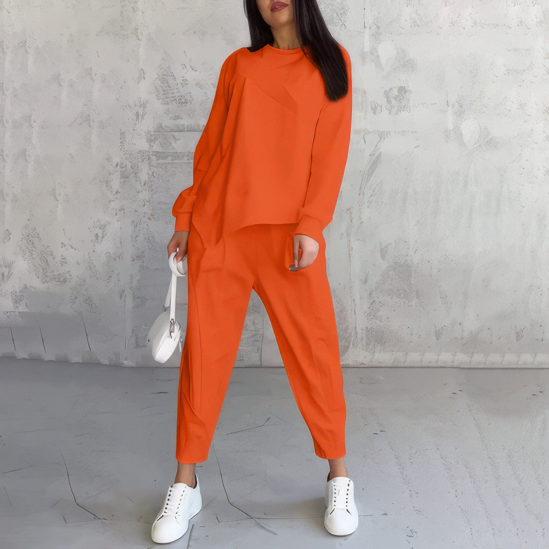 Ensemble de survêtement à manches longues avec ourlet irrégulier et pantalon