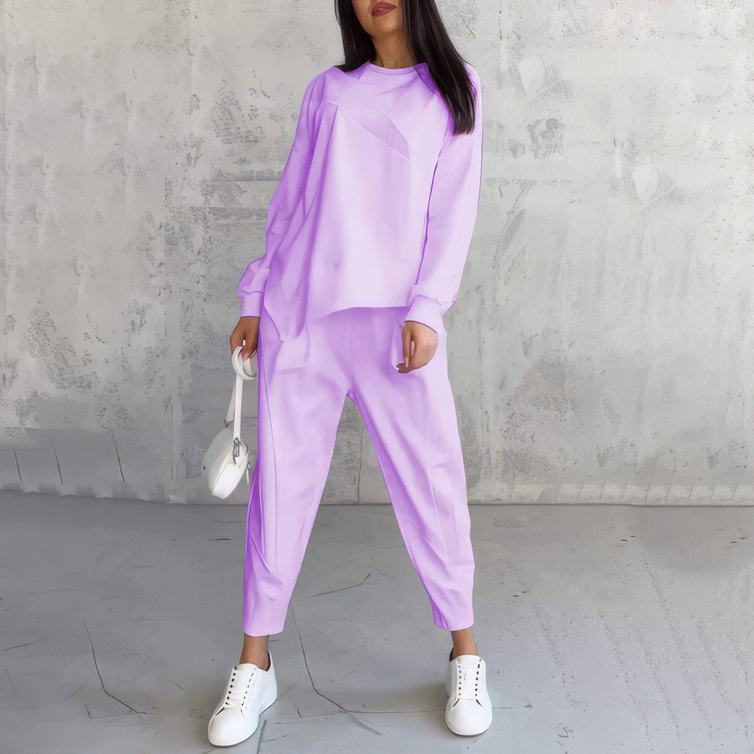 Ensemble de survêtement à manches longues avec ourlet irrégulier et pantalon