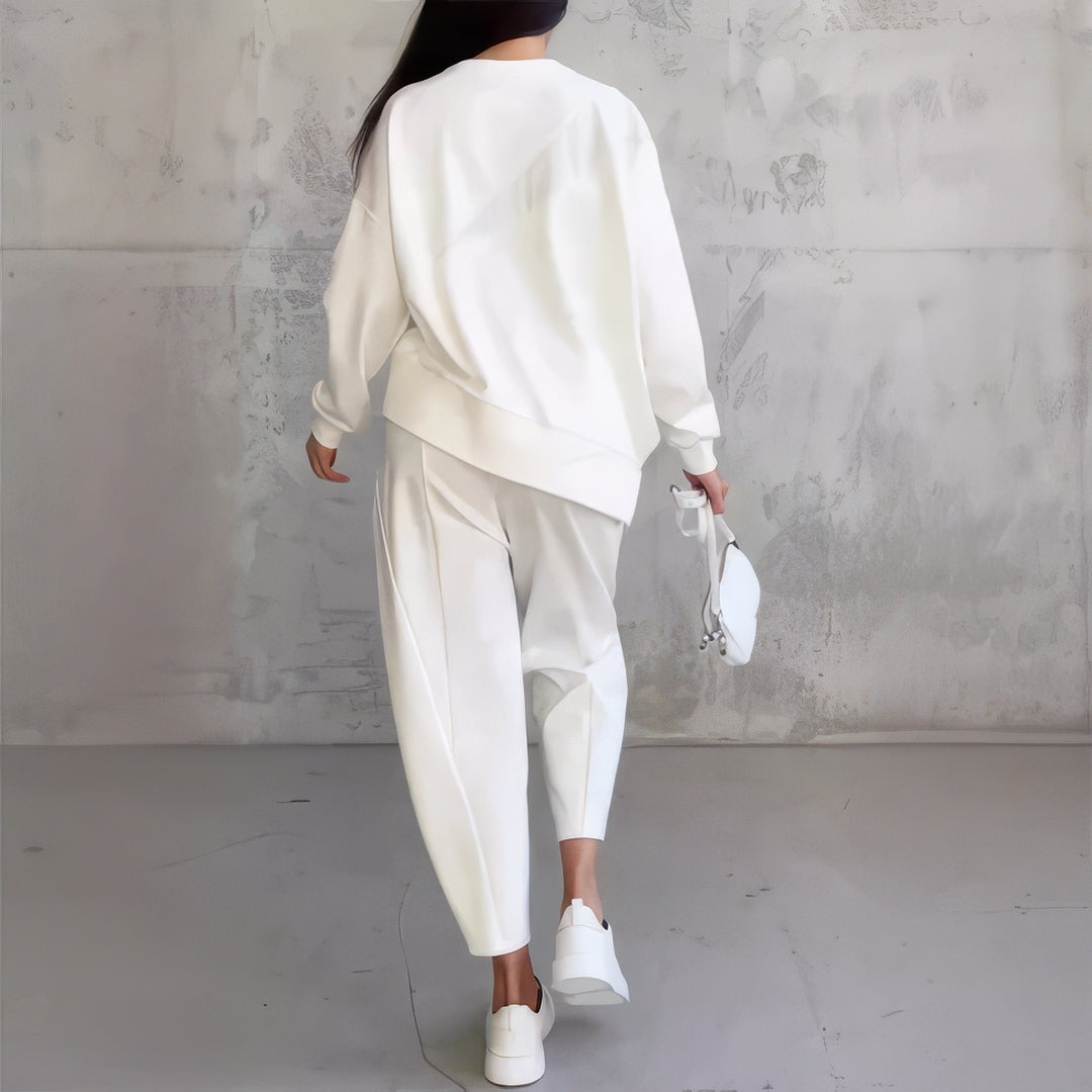 Ensemble de survêtement à manches longues avec ourlet irrégulier et pantalon