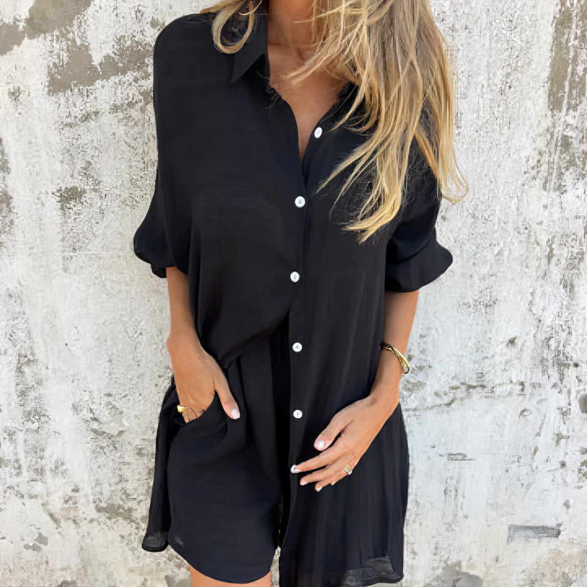 Ensemble décontracté deux pièces avec manches longues et short
