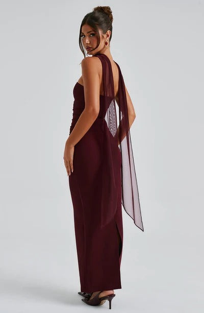 Élodie Lavin® | Robe Bustier Noire Avec Écharpe En Tulle