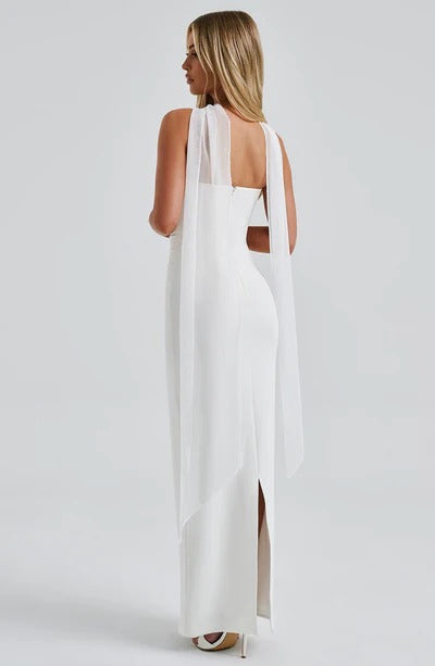 Élodie Lavin® | Robe Bustier Noire Avec Écharpe En Tulle