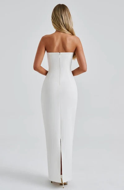 Élodie Lavin® | Robe Bustier Noire Avec Écharpe En Tulle