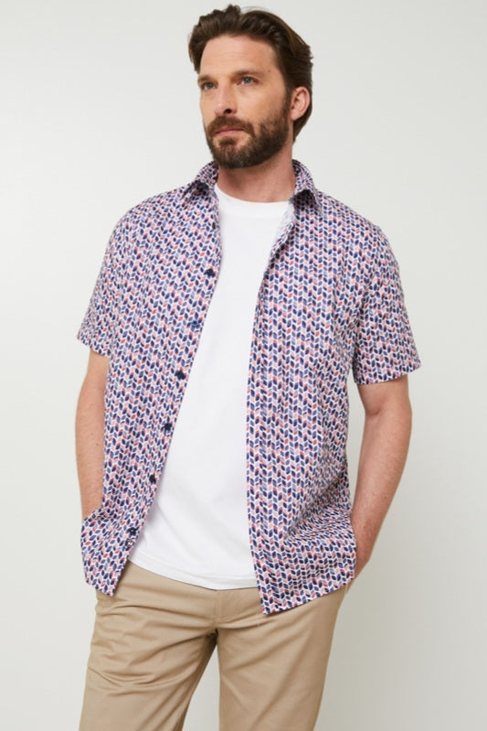 Chemise Josef Framboise Manches Courtes