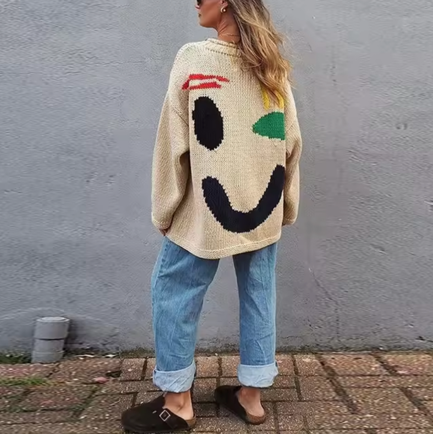 Pull en tricot de coton surdimensionné et confortable
