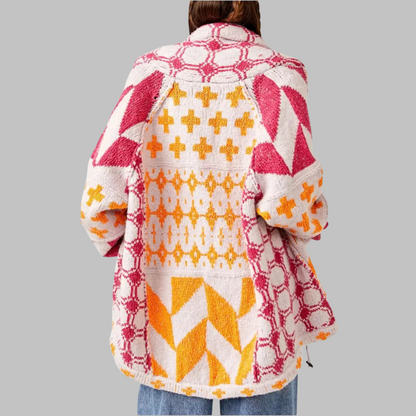 Veste Douillette et Souple avec Motifs Géométriques Modernes